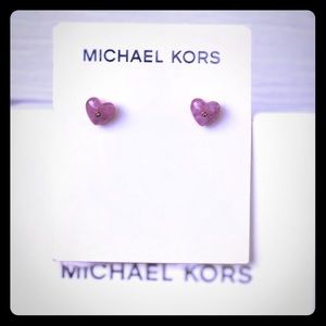 MICHAEL KORS SILVER TONE Purple HEART EARRINGS
